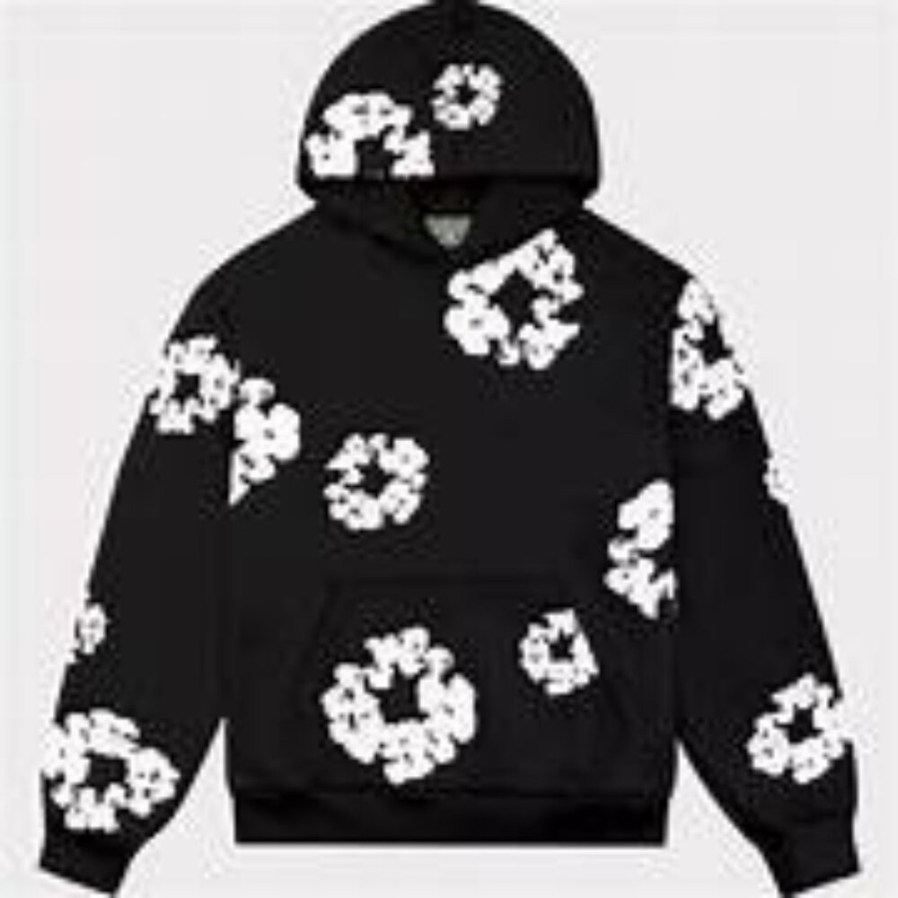 black denim tear hoodie.